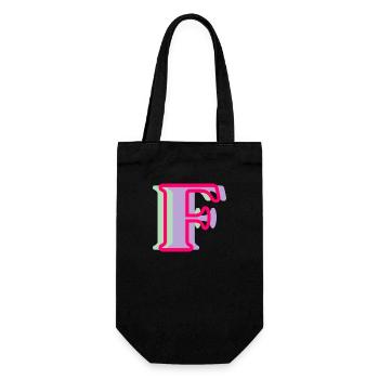 Mehrfarbiger Buchstabe f – originelle Geschenkidee - Geschenkbeutel für Flaschen - Schwarz - Vorne
