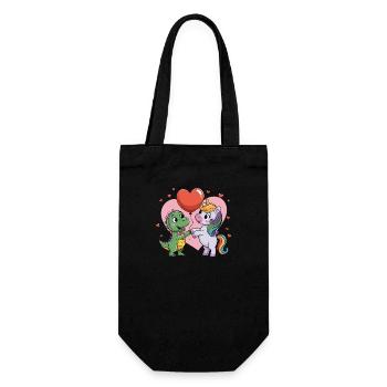 Dinosaur and Unicorn Friends Shirt - Gift Bag for Bottles - black - Front