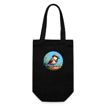 Sparrow on a branch - Gift Bag for Bottles - black - Front