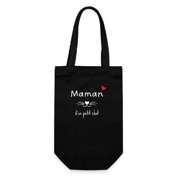 Mama einer kleinen Katze - passendes kleines Baby - Geschenkbeutel für Flaschen - Schwarz - Vorne
