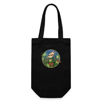 Bunter Vogel - Geschenkbeutel für Flaschen - Schwarz - Vorne