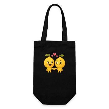 Cute lemons with hearts - Gift Bag for Bottles - black - Front