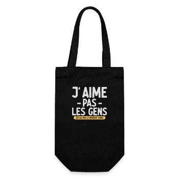 J’aime pas les gens T-shirt drôle français - Sac à bouteille - noir - Devant