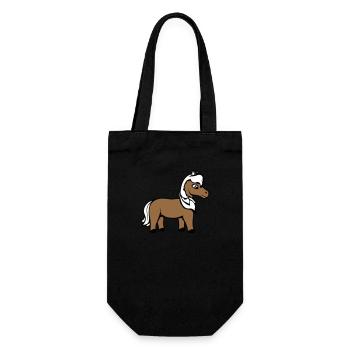 Pferd Süß Pony Fohlen Pferdemädchen Niedlich Comic - Geschenkbeutel für Flaschen - Schwarz - Vorne