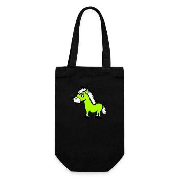Pferd steht Reiter Cartoon reiten süß Comic Cool - Geschenkbeutel für Flaschen - Schwarz - Vorne