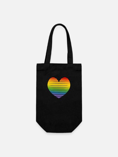 Regenbogenherz cut out LGBT lgbtqi queer - Geschenkbeutel für Flaschen - Schwarz