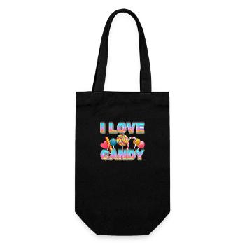 I Love Candy Süßigkeiten Süßigkeit Lolli Lutscher - Geschenkbeutel für Flaschen - Schwarz - Vorne