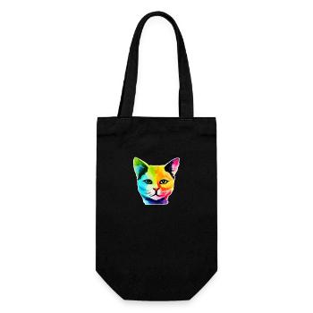 Rainbow Cat Face - Gift Bag for Bottles - black - Front
