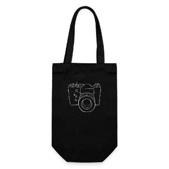 Vintage Kamera Fotoapparat gezeichnet - Geschenkbeutel für Flaschen - Schwarz - Vorne