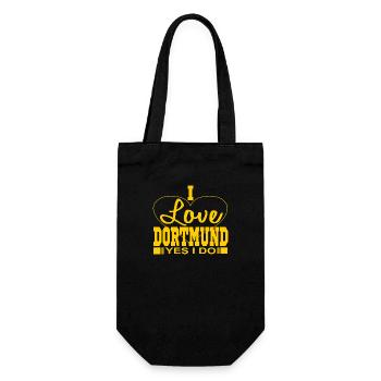 I Love Dortmund: Dortmund Fan-Ich bin Dormund Fan - Geschenkbeutel für Flaschen - Schwarz - Vorne