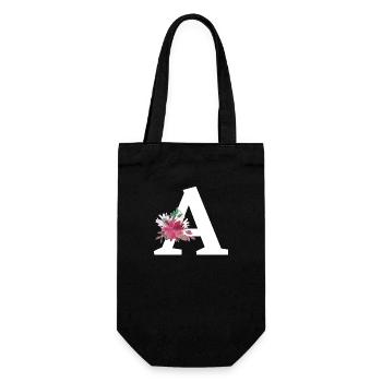 Floral Letter - Gift Bag for Bottles - black - Front