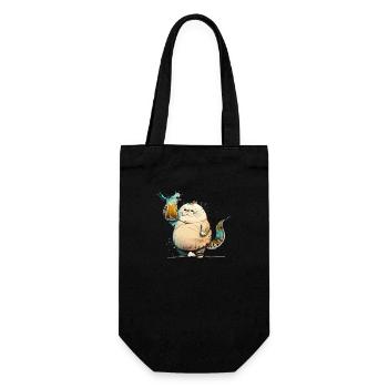 Big funny cat drinks beer - Gift Bag for Bottles - black - Front