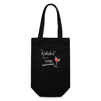 Vino Wein Weinflasche Weinkeller Winzer - Geschenkbeutel für Flaschen - Schwarz - Vorne