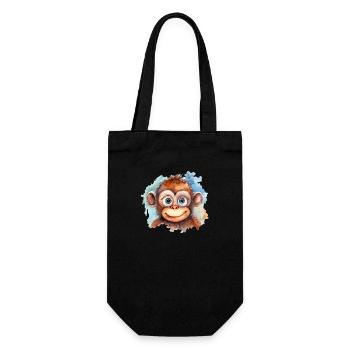 Monkey Drawing Watercolors - Gift Bag for Bottles - black - Front