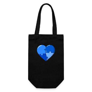 Autism heart Blue Puzzle - Gift Bag for Bottles - black - Front