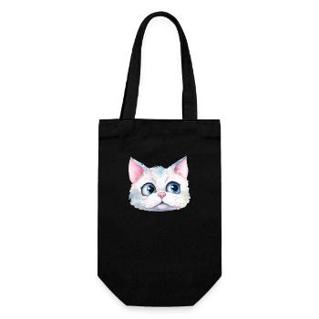 Cat Watercolor Drawing - Gift Bag for Bottles - black - Front