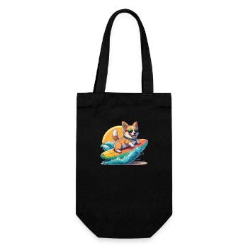 Sweet Corgi Surfs - Summer Holiday Tropical - Gift Bag for Bottles - black - Front