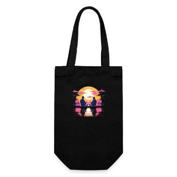 Synthwave japan traditional men drink sake - Geschenkbeutel für Flaschen - Schwarz - Vorne