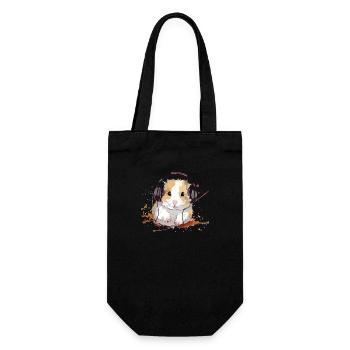 Mikey, der audiophile Hamster - Geschenkbeutel für Flaschen - Schwarz - Vorne