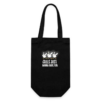 Gulls Just Wanna Have Fun Wortspiel Möwen Dabbing - Geschenkbeutel für Flaschen - Schwarz - Vorne
