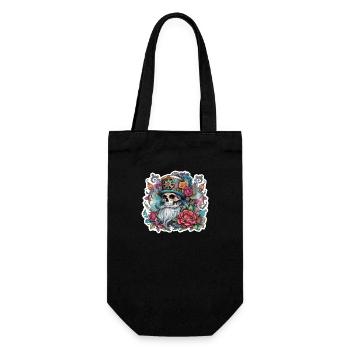 Vintage, Christmas, skull, skull tattoo, rose - Gift Bag for Bottles - black - Front