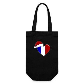 Frankreich Flagge Weihnachten Herz - Geschenkbeutel für Flaschen - Schwarz - Vorne