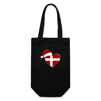 Coeur de Noël drapeau Danemark - Sac à bouteille - noir - Devant
