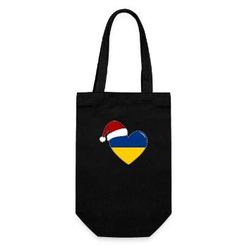 Coeur de Noël drapeau de l’Ukraine - Sac à bouteille - noir - Devant