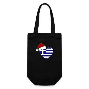 Greece flag Christmas heart - Gift Bag for Bottles - black - Front