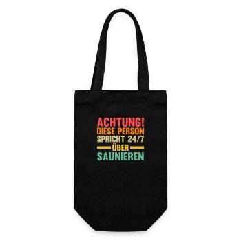 Wellness Saunagänger Saunieren Saunierer Sauna - Geschenkbeutel für Flaschen - Schwarz - Vorne