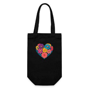 Amour - Fleurs - Cœur - Sac à bouteille - noir - Devant
