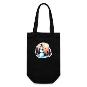 Snowman Christmas Drawing - Gift Bag for Bottles - black - Front