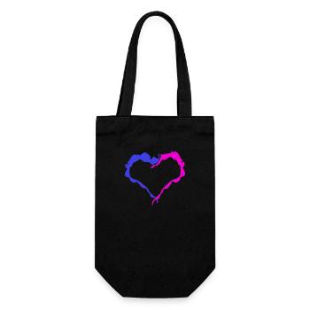 Coeur rose et bleu - Sac à bouteille - noir - Devant