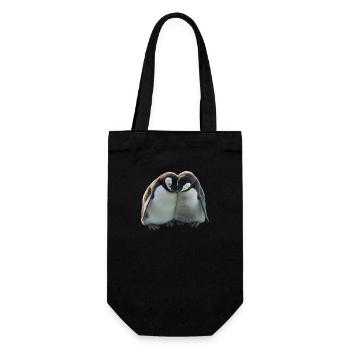 Zwei Pinguine umarmen sich - Geschenkbeutel für Flaschen - Schwarz - Vorne