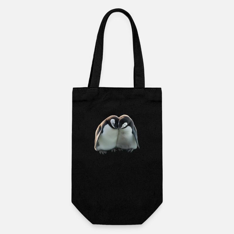 Zwei Pinguine umarmen sich - Geschenkbeutel für Flaschen - Schwarz