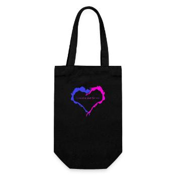 Blue and pink heart. Inscription: Would u live for me - Gift Bag for Bottles - black - Front