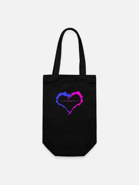 Coeur bleu et rose. Inscription : Veux-tu vivre pour moi ? - Sac à bouteille - noir