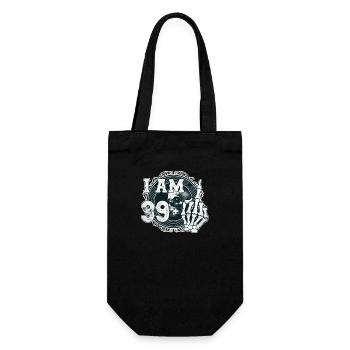 Ich bin 39 plus 1 Mittelfinger Totenkopf lustig 40. - Geschenkbeutel für Flaschen - Schwarz - Vorne