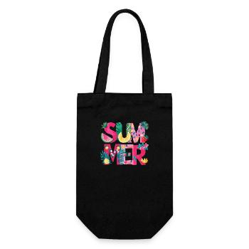Lebendige Blumen- und Frucht-Sommer-Vibes - Geschenkbeutel für Flaschen - Schwarz - Vorne