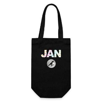 JAN - Beautiful boy name with dinosaur - Gift Bag for Bottles - black - Front