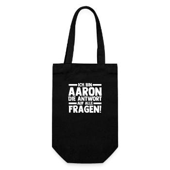 Vorname Aaron - Geschenkbeutel für Flaschen - Schwarz - Vorne