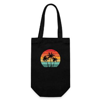 Strand, Sommerferien, Palmen - Geschenkbeutel für Flaschen - Schwarz - Vorne