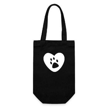 paw print on a heart - Gift Bag for Bottles - black - Front
