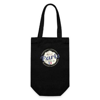 Paris France Eiffel Tower Vintage Souvenir - Gift Bag for Bottles - black - Front