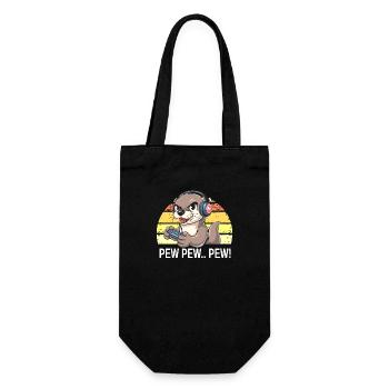 Gaming Otter: Pew Pew Vibes - Gift Bag for Bottles - black - Front