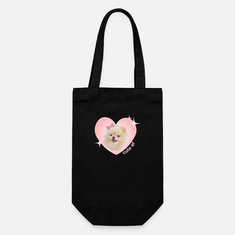 Cute AF Pomeranian - Geschenkbeutel für Flaschen - Schwarz
