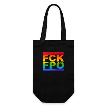FCK FPÖ - LGBTQ - Zeichen setzen gegen Rechts - Geschenkbeutel für Flaschen - Schwarz - Vorne