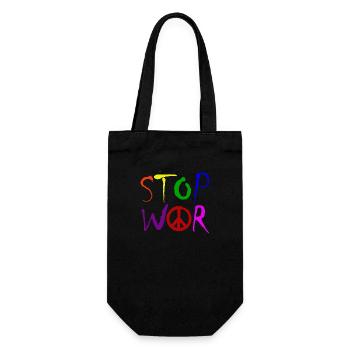 STOP WAR with Peace Sign Peace Symbol – NO WAR - Gift Bag for Bottles - black - Front