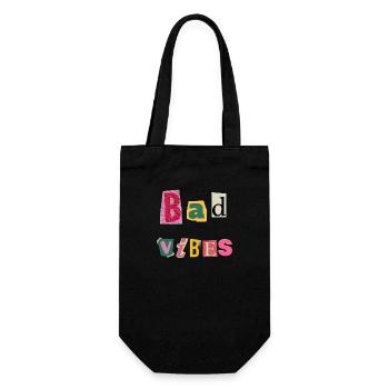 Quirky 'Bad Vibes': Bold Typographic Design - Gift Bag for Bottles - black - Front
