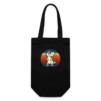 Cool dino with sunglasses retro look - Gift Bag for Bottles - black - Front